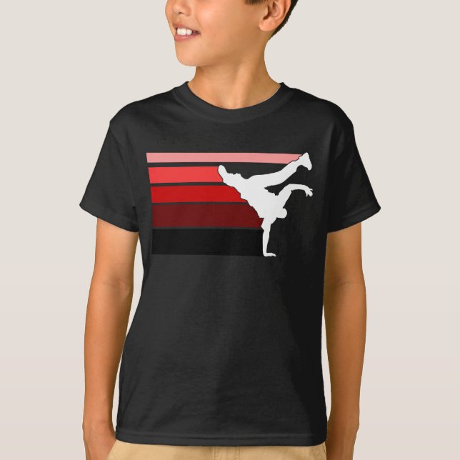 T-shirt BBOY dégradé rouge blanc enfants (Devant)