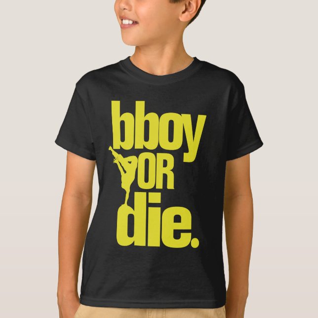 T-shirt bboy ou meurent - le jaune (Devant)