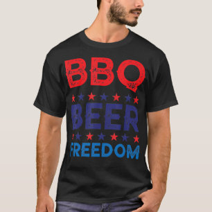 T-shirt BBQ Beer Freedom Funny America USA Party 4e Ju
