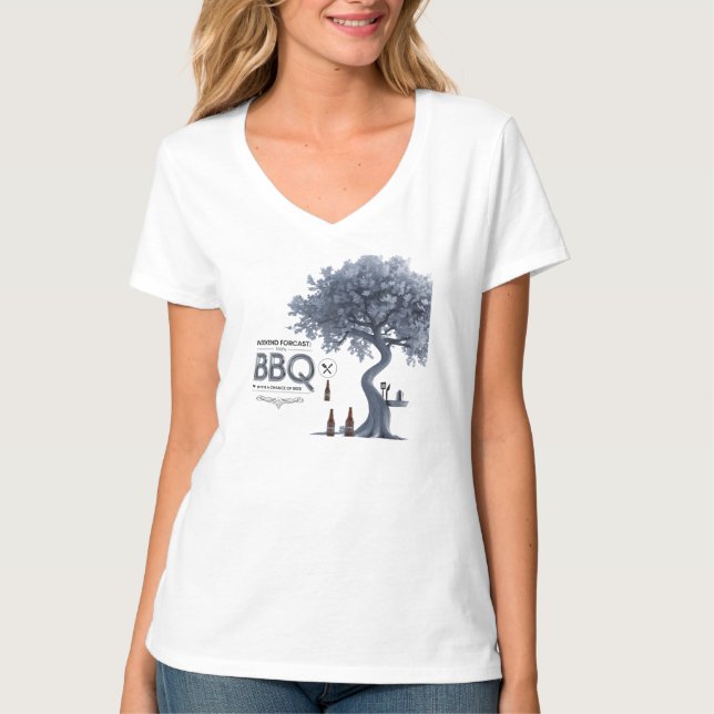 T-shirt BBQ Frosty Prévision V-Neck Tee | BBQ Hiver Chic (Devant)