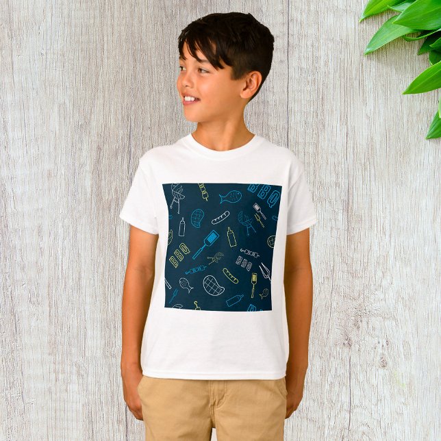 T-shirt BBQ Icônes Motif Grillades Outils Viande (Créateur téléchargé)