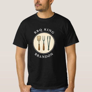 T-shirt BBQ King Grilling Tools Emblem Nom du père