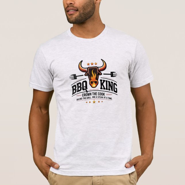T-shirt BBQ King - Premium Bull Flame Tee pour Grill Maste (Devant)