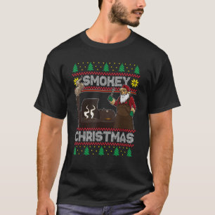 T-shirt BBQ Père Noël Grillade Roast Sur Fumeur Fumeur Fum