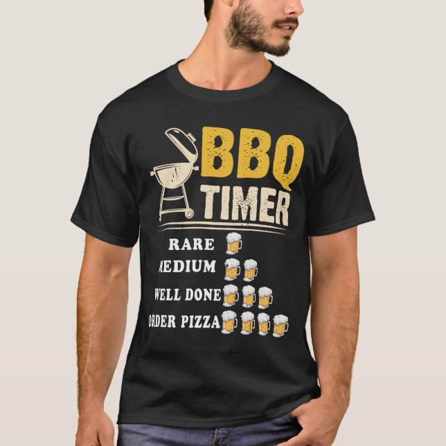 T-shirt Bbq Timer Flag Funny Barbecue Grill 4th July Dad  (Devant)