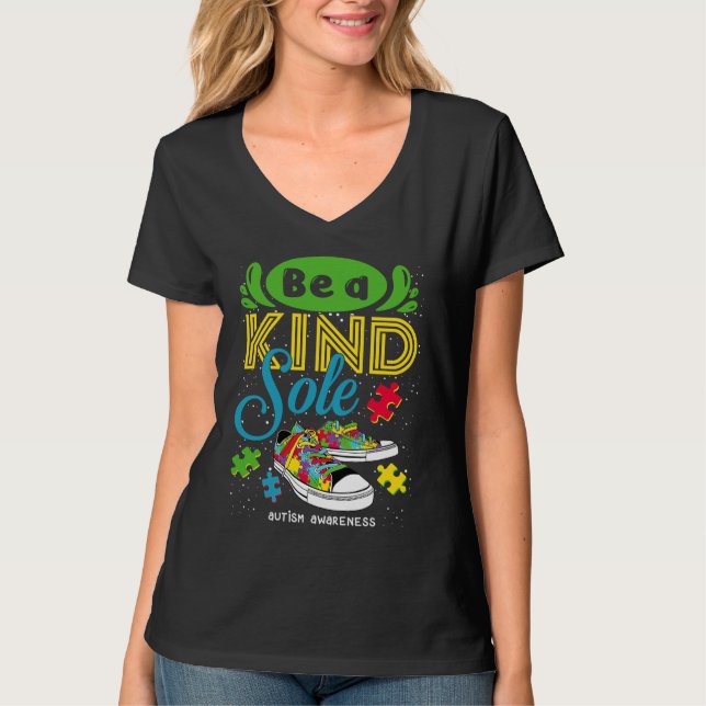 T-shirt Be A Kind Sole Autism Awareness Puzzle Shoes Be Ki (Devant)