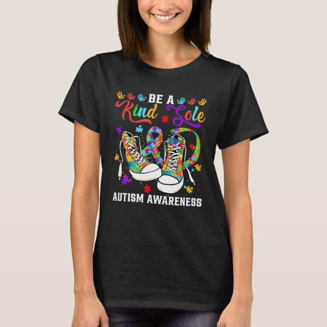 T-shirt Be A Kind Sole Autism Awareness Puzzle Shoes Be Ki (Devant)