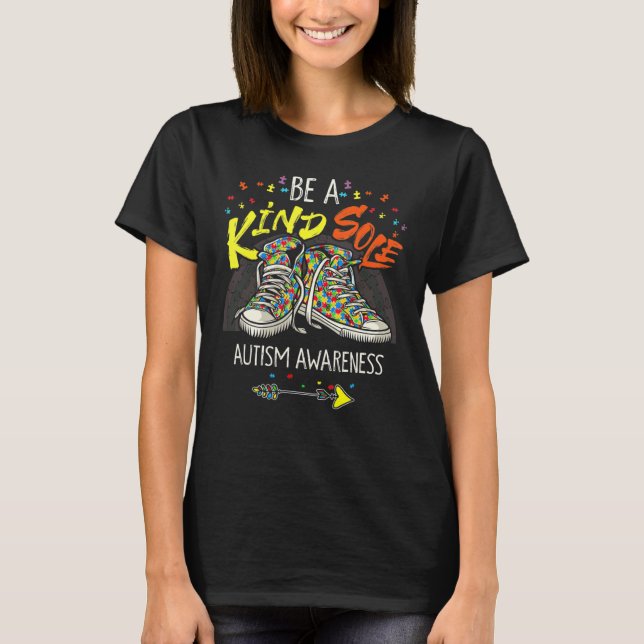 T-shirt Be A Kind Sole Autism Awareness Rainbow Puzzle T (Devant)