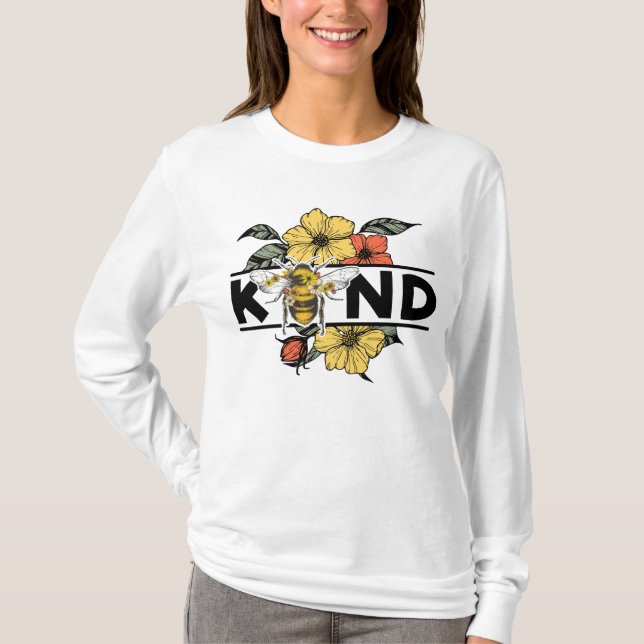 T-shirt BE Bumble Bee & Floral | Message positif (Devant)