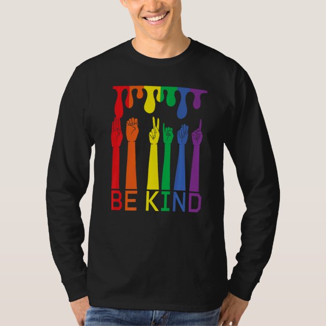 T-shirt be child, rainbow colours, hands with finger langu (Devant)
