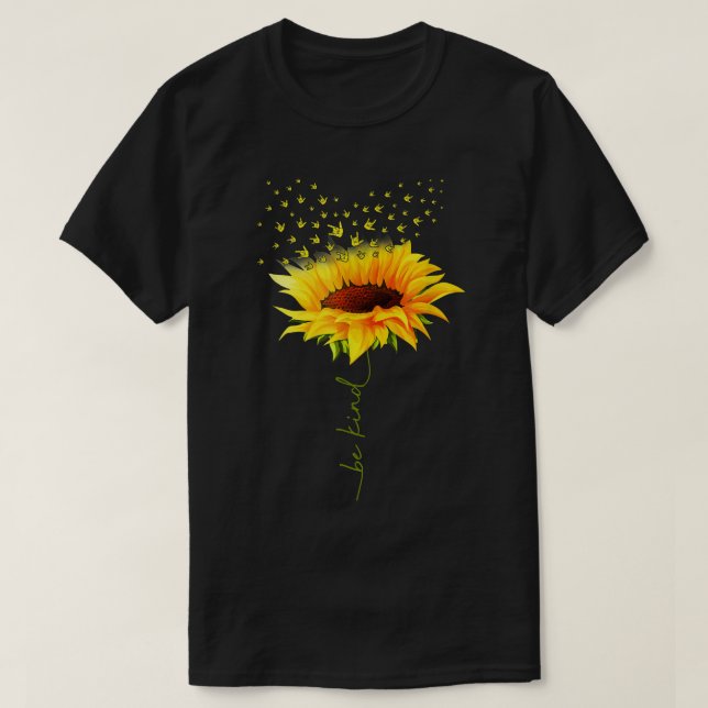 T-shirt Be enfant Hippie Sunflower I Love You Deaf ASL Sig (Design devant)