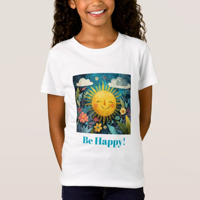 T-Shirt Be Happy! Smiling Sun, (Devant)
