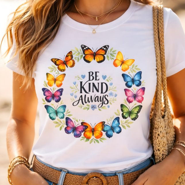 T-shirt Be Kind Always Butterfly Wreath Inspirational  (Créateur téléchargé)