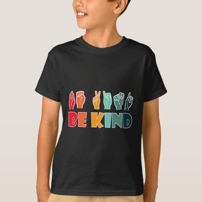T-shirt Be Kind American Sign Language Asl Disability Awar (Devant)