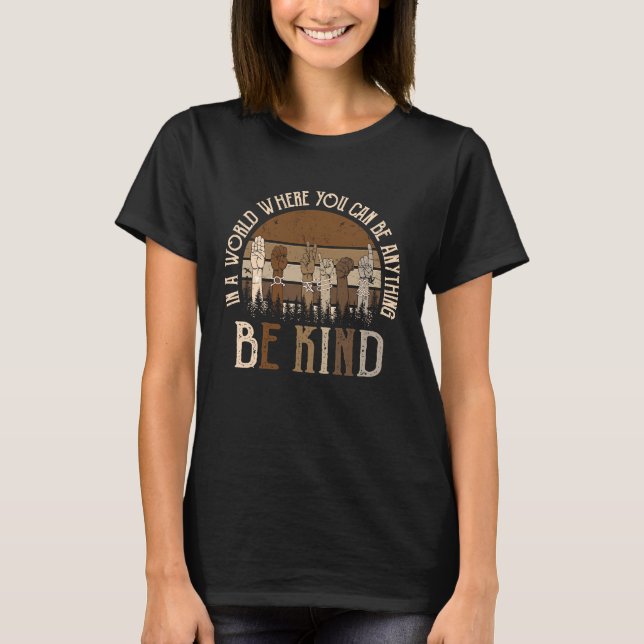 T-shirt Be Kind ASL Sign Language Inspirational Teacher Ki (Devant)