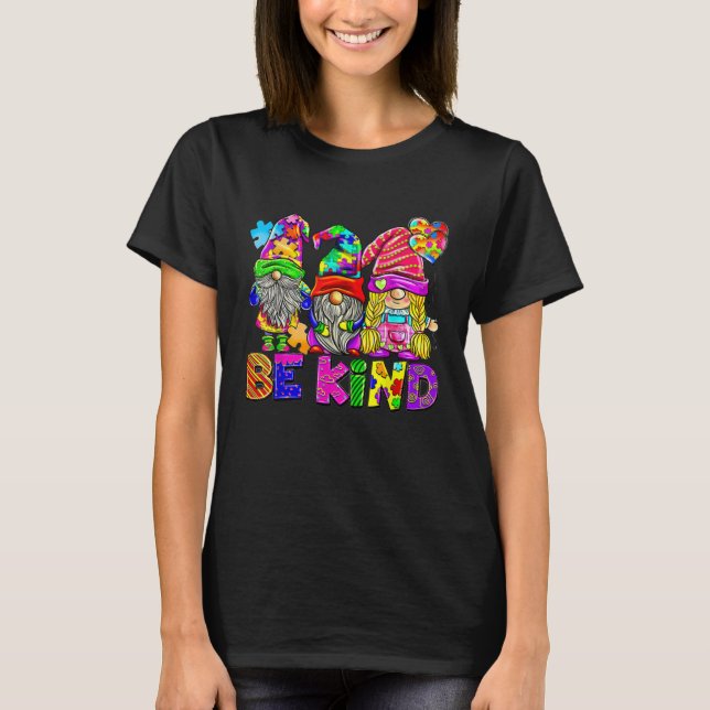 T-shirt Be Kind Autism Awareness Gnomes Fighter Puzzle Kid (Devant)