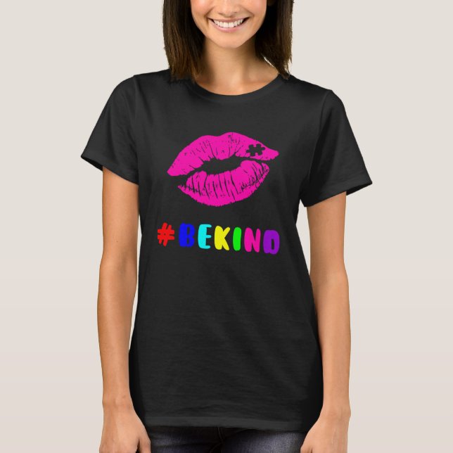 T-shirt Be Kind Autism Awareness Messy Bun Puzzle Proud Au (Devant)