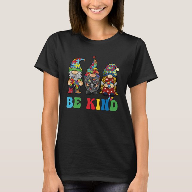 T-shirt Be Kind Autism Gnomes Sunflower Autism Awareness M (Devant)