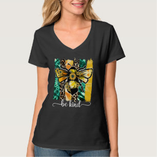T-shirt Be Kind Bee Leopard Sunflowers Autistic Support Au