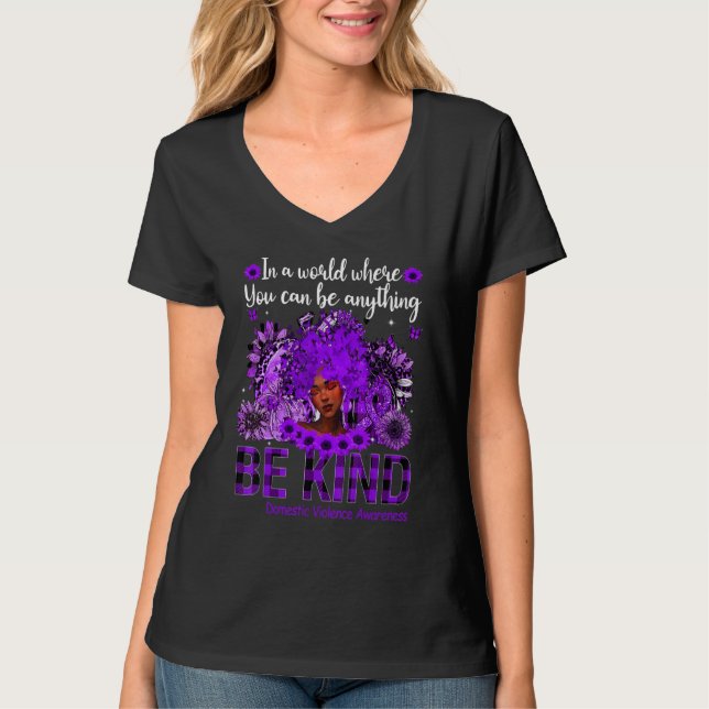 T-shirt Be Kind Black Women Afro African Domestic Violence (Devant)