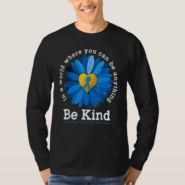T-shirt Be Kind Blue Sunflower Child Abuse Prevention Mont (Devant)