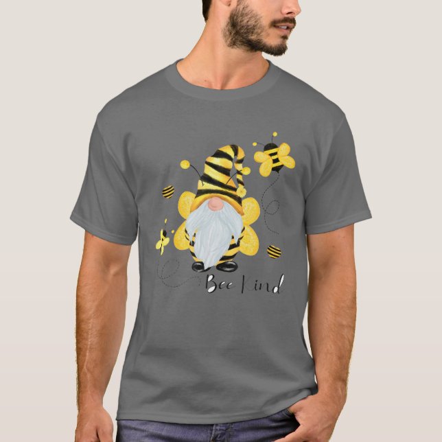 T-shirt Be Kind Gnome And Bee Hippy Gnome Lover (Devant)