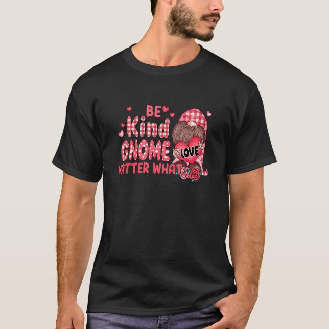 T-shirt Be Kind Gnome Matter What Cute Pink Christmas (Devant)