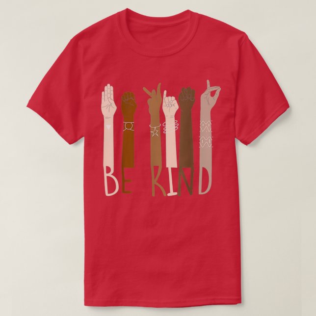 T-shirt Be Kind Hand Sign Language Enseignants Melanin Int (Design devant)