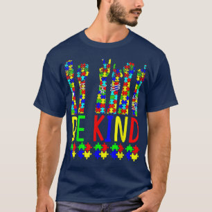 T-shirt Be Kind Hand Sign Language Puzzle Sensibilisation