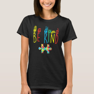 T-shirt Be Kind Hand Sign Language Sensibilisation sur l'a