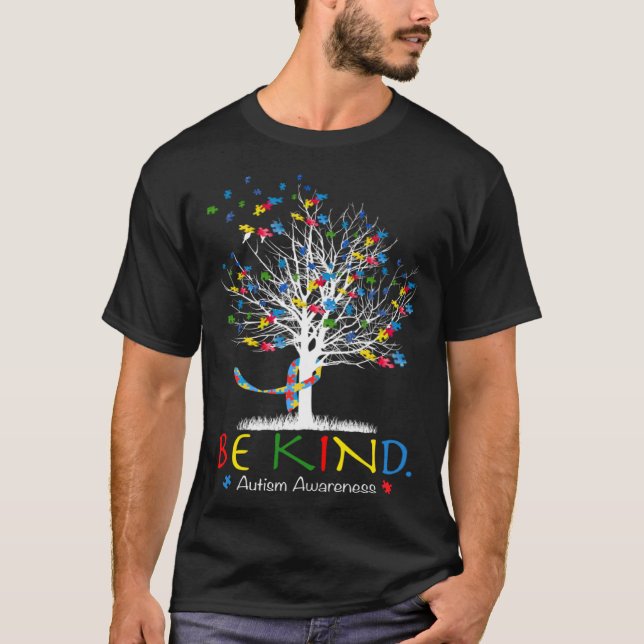 T-shirt Be Kind Puzzle Tree Autism Awareness Month Kids Me (Devant)