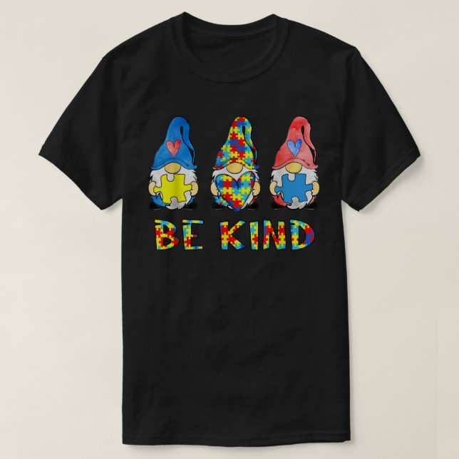 T-shirt Be Kind Sensibilisation sur l'autisme Gnomes Enfan (Design devant)
