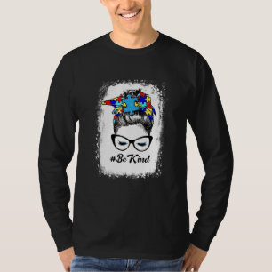 T-shirt Be Kind Sensibilisation sur l'autisme Messy Bun Cu