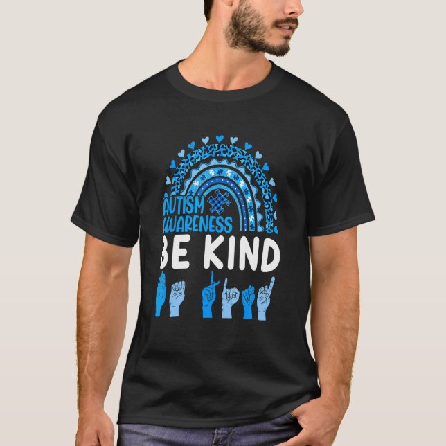 T-shirt Be Kind Sensibilisation sur l'autisme Rainbow Femm (Devant)
