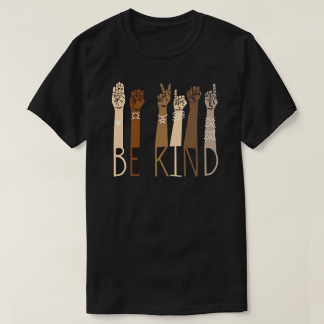 T-shirt Be Kind Sign Language (Design devant)