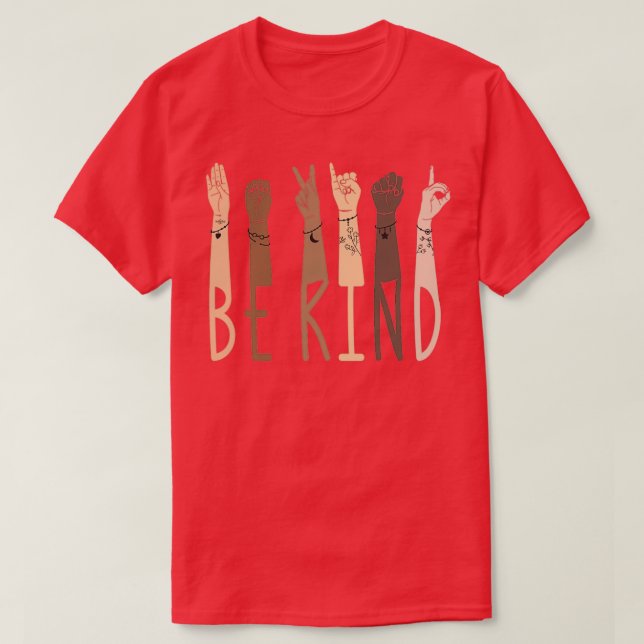 T-shirt Be Kind Sign Language 12 (Design devant)