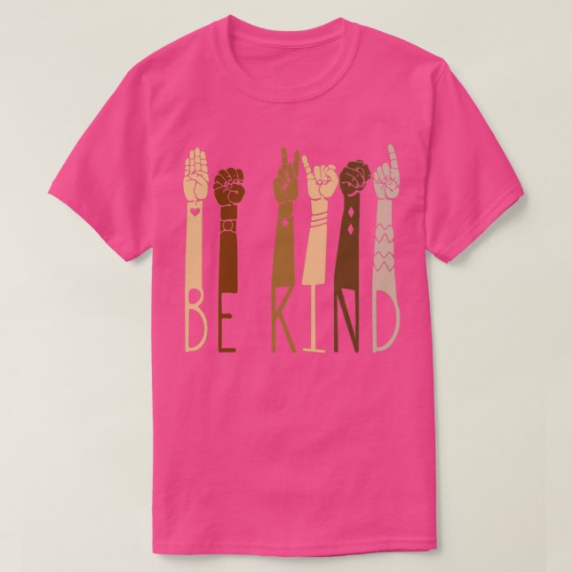 T-shirt Be Kind Sign Language Be Kind Rainbow (Design devant)