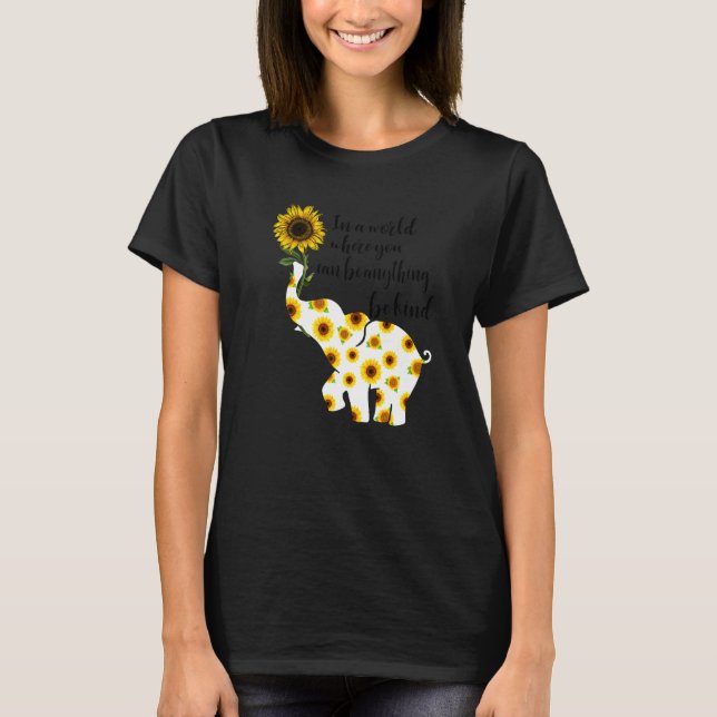 T-shirt Be Kind Sign Language Elephant Sunflower Id (Devant)