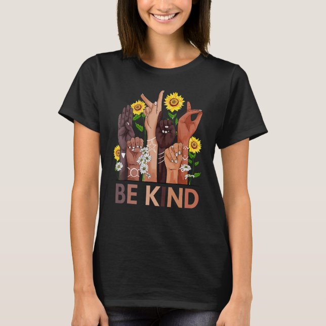 T-shirt Be Kind Sign Language Hand Anti Bulbing UNITY JOUR (Devant)