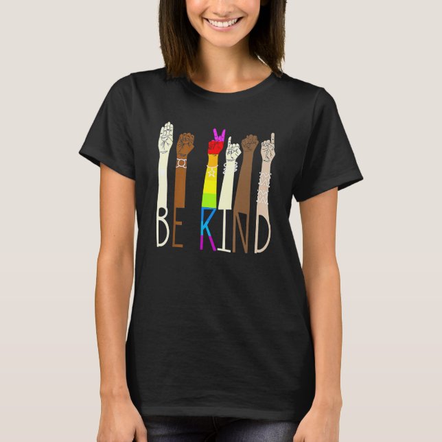 T-shirt Be Kind Sign Language Hand Talking LGBT Gay Les Pr (Devant)