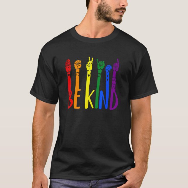 T-shirt Be Kind Sign Language Hand Talking LGBT Gay Les Pr (Devant)