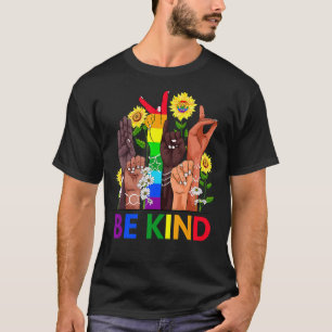 T-shirt Be Kind Sign Language Hand Talking Lgbtq+ Gay Les
