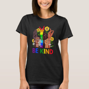 T-shirt Be Kind Sign Language Hand Talking Lgbtq+ Gay Les