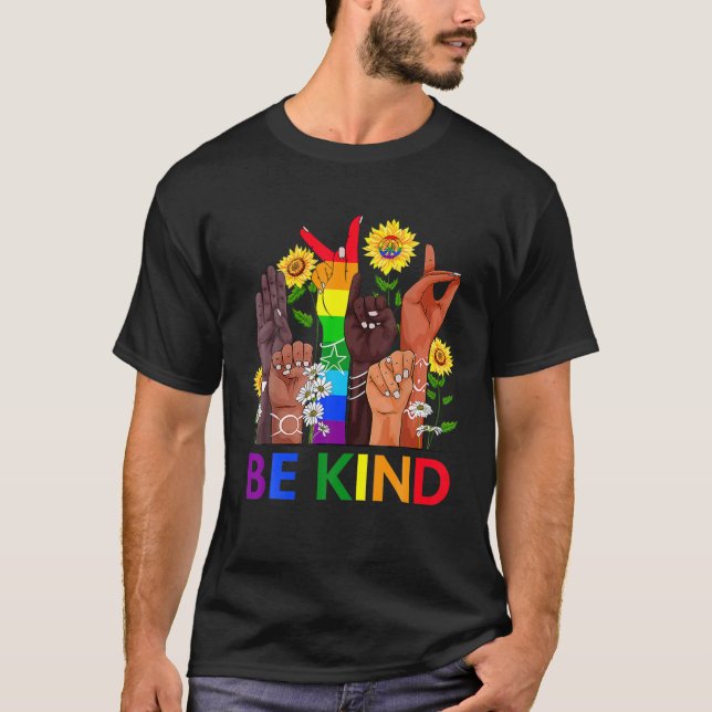 T-shirt Be Kind Sign Language Hand Talking LGBTQ Gay Les (Devant)