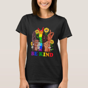 T-shirt Be Kind Sign Language Hand Talking Lgbtq Gay Les P