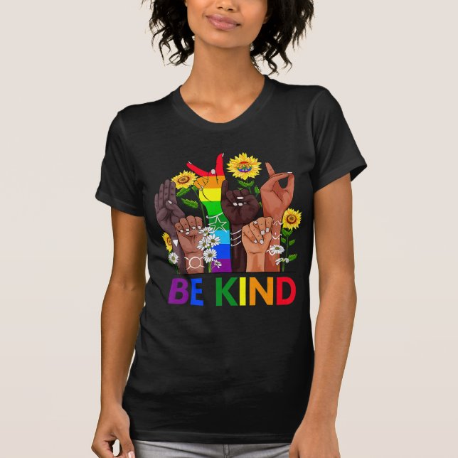T-shirt Be Kind Sign Language Hand Talking LGBTQ Gay Les P (Devant)