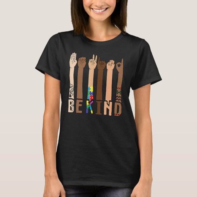 T-shirt Be Kind Sign Language Hand Talking Teacher Interp (Devant)