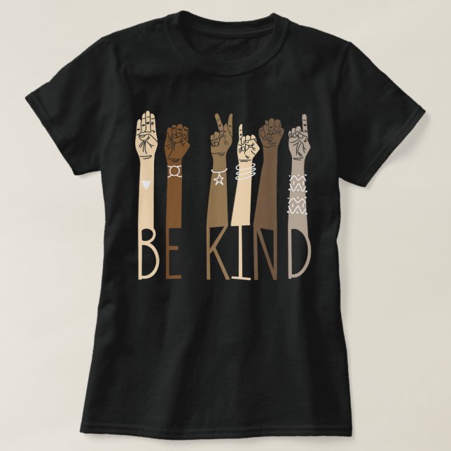 T-shirt Be Kind Sign Language Hand Talking Teacher Interp (Design devant)
