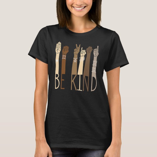 T-shirt Be Kind Sign Language Hand Talking Teacher Interp (Devant)