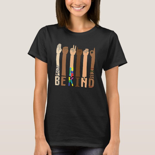 T-shirt Be Kind Sign Language Hand Talking Teacher Interp (Devant)